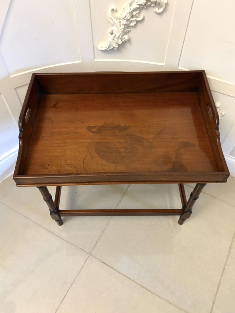 Antique George III Quality Mahogany Tray Top Lamp Table - Image 3